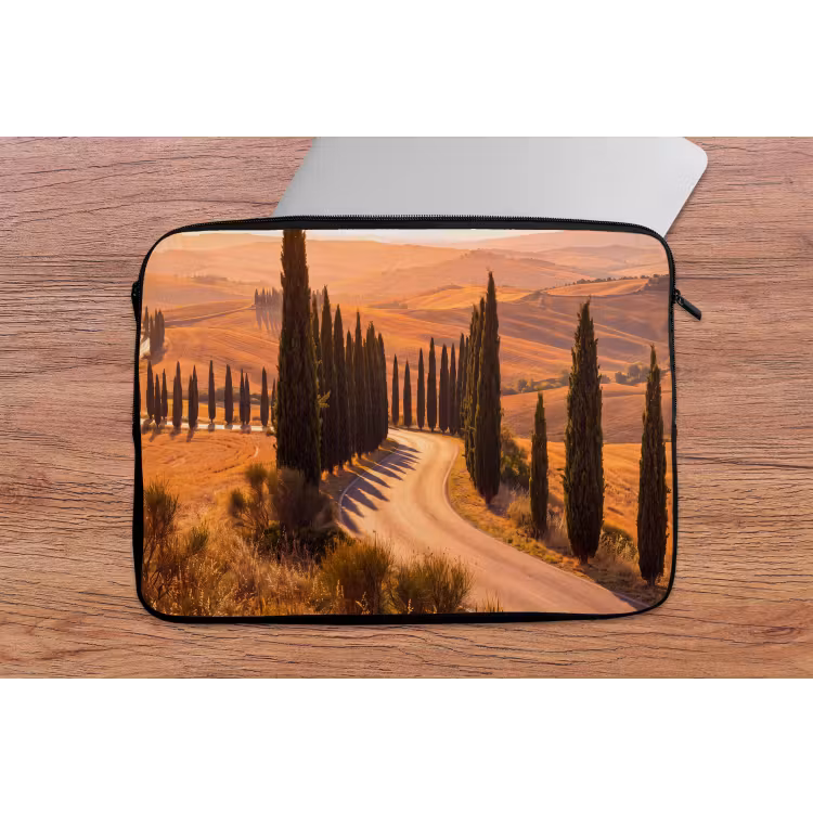 Laptophoes - Landschap - Weg - Bomen - Natuur - Goud — 2