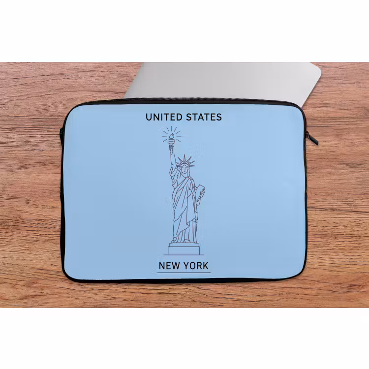 Laptophoes - Monument - Vrijheidsbeeld - New York - Minimalistisch - Blauw — 2