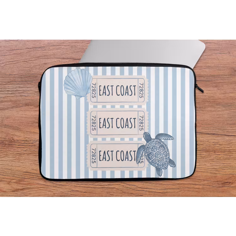 Laptophoes - Schelp - Oceaan - Kust - Blauw - Illustratie — 2