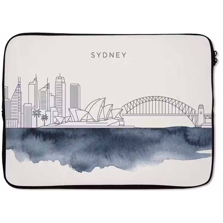 Laptophoes - Stad - Skyline - Architectuur - Minimalistisch - Blauw — 1