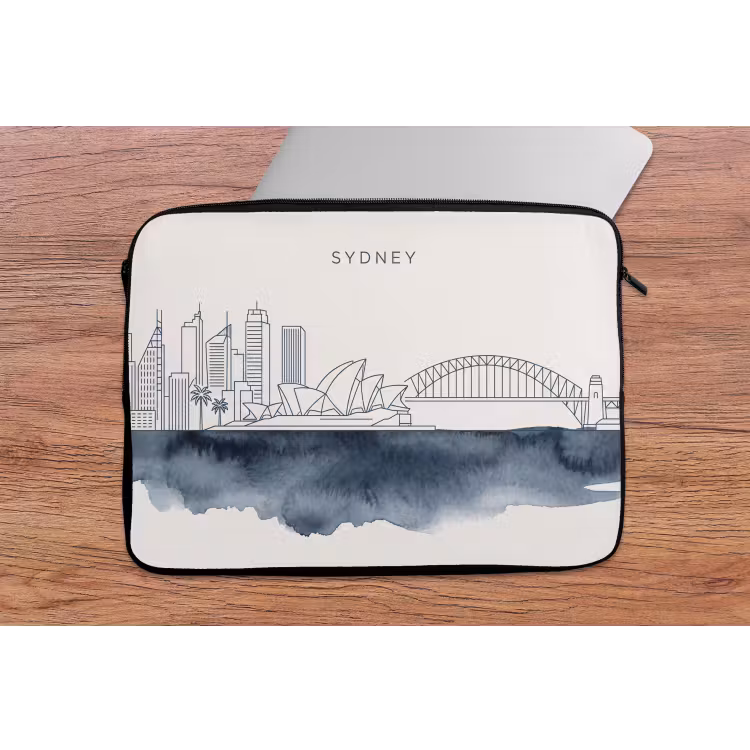 Laptophoes - Stad - Skyline - Architectuur - Minimalistisch - Blauw — 2