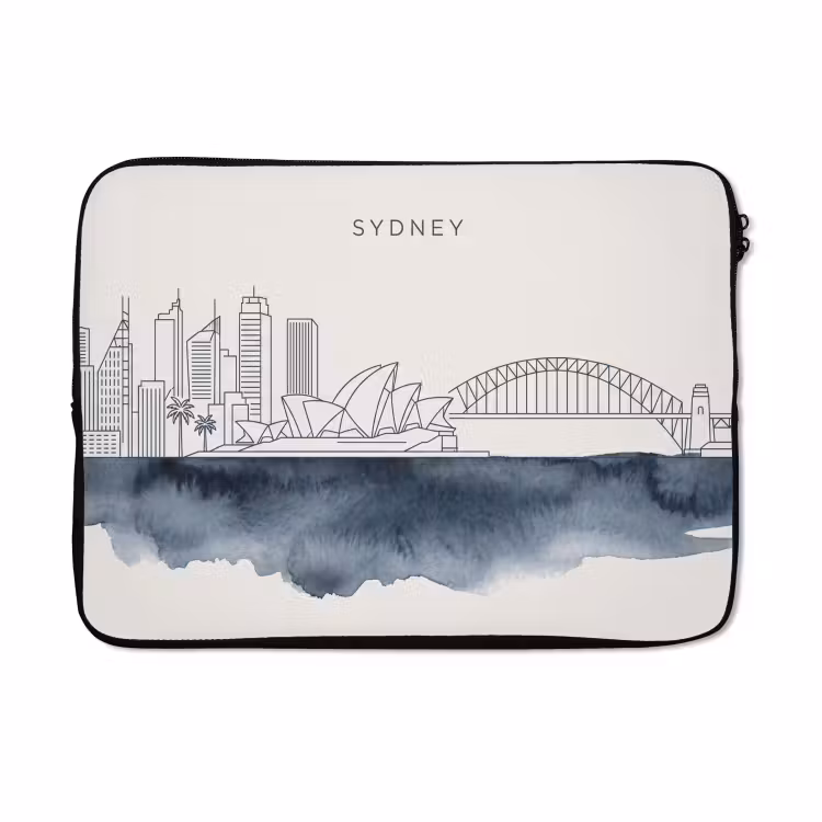 Laptophoes - Stad - Skyline - Architectuur - Minimalistisch - Blauw — 5