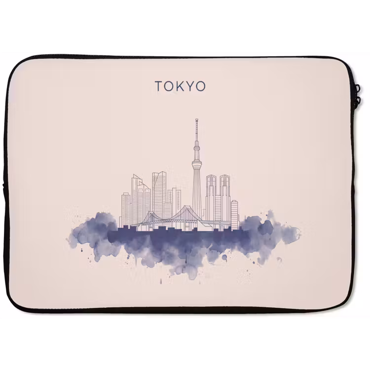 Laptophoes - Tokyo - Skyline - Stad - Abstract - Blauw — 1