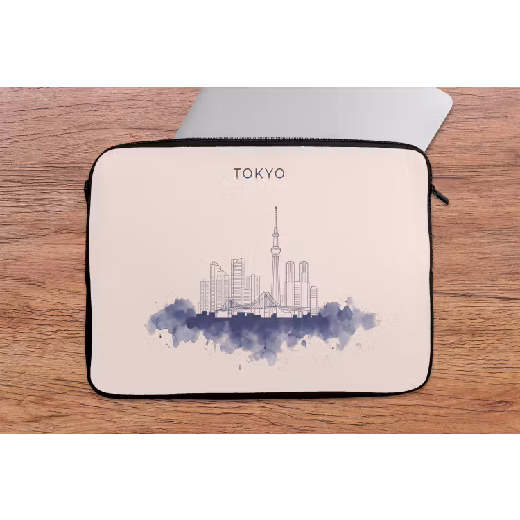 Laptophoes - Tokyo - Skyline - Stad - Abstract - Blauw — 2