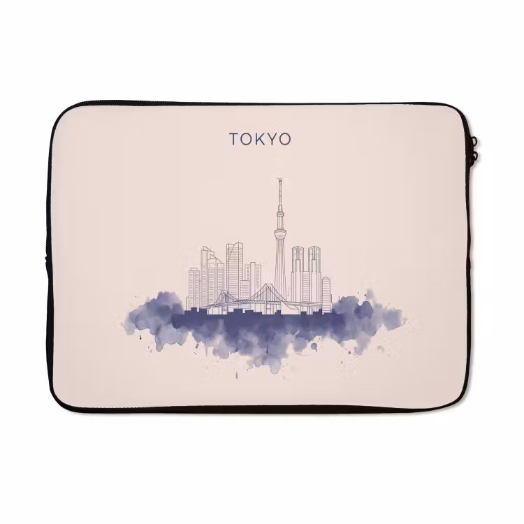 Laptophoes - Tokyo - Skyline - Stad - Abstract - Blauw — 5