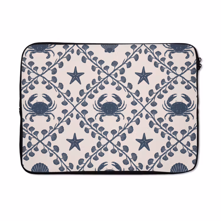 Laptophoes - Zee - Krab - Zeester - Patroon - Blauw — 5