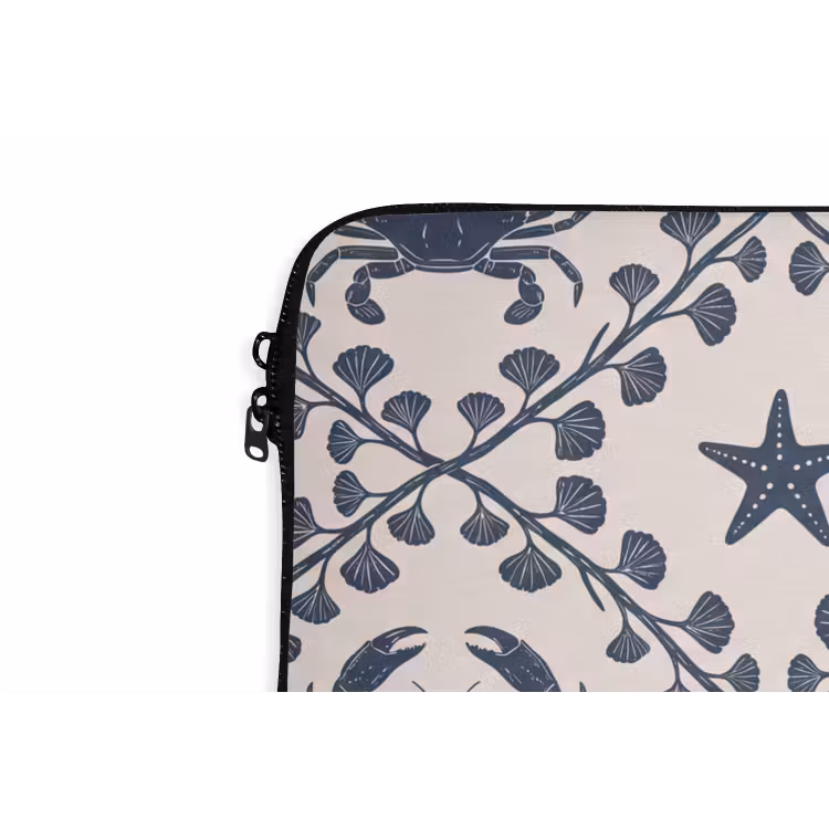 Laptophoes - Zee - Krab - Zeester - Patroon - Blauw — 6