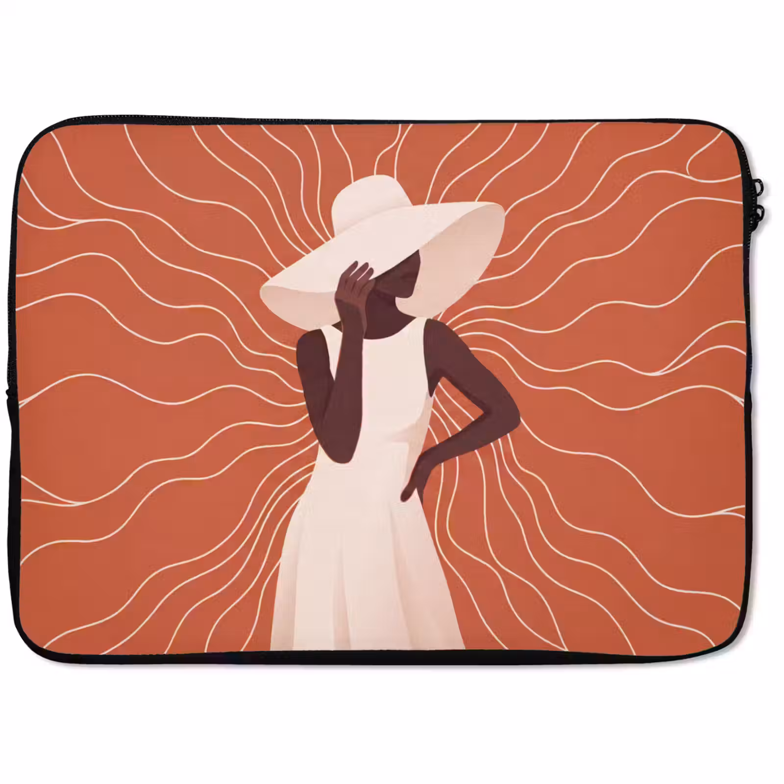 Laptophoes - Vrouw - Hoed - Portret - Modern - Beige — 1