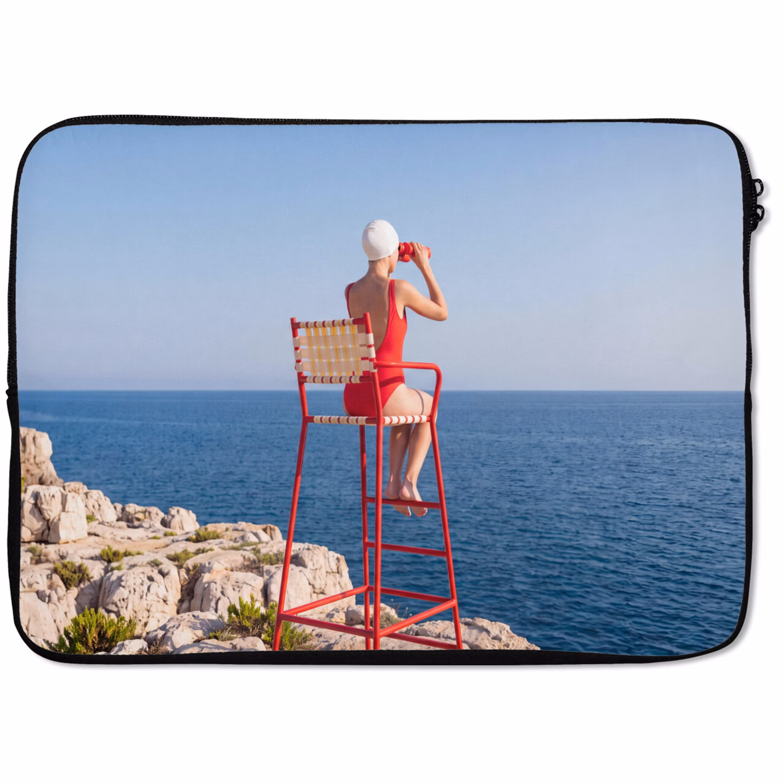 Laptophoes - Vrouw - Zee - Kust - Verrekijker - Rood — 1