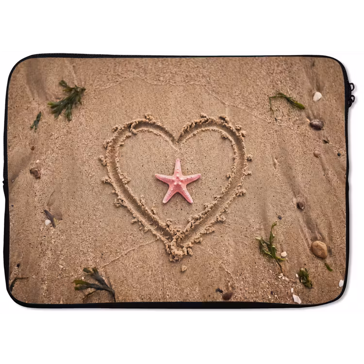 Laptophoes - Dieren - Hart - Strand - Zand - Roze — 1