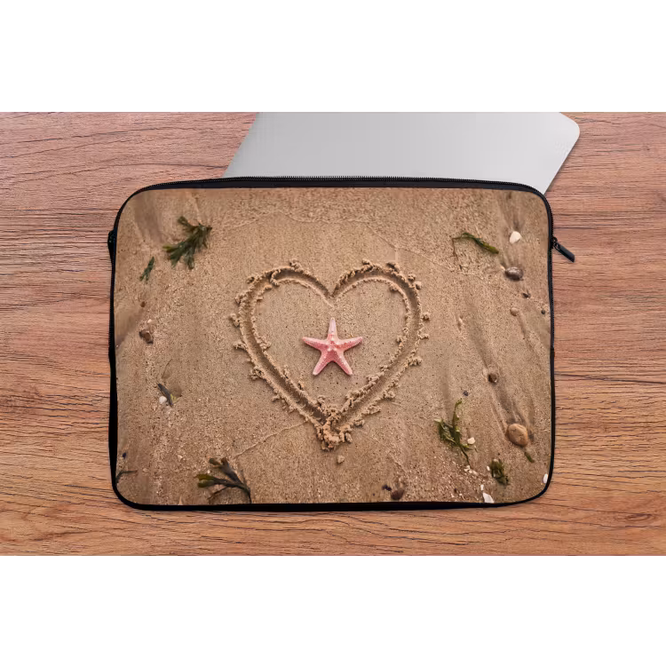 Laptophoes - Dieren - Hart - Strand - Zand - Roze — 2