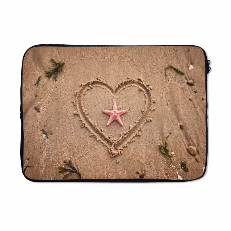 Laptophoes - Dieren - Hart - Strand - Zand - Roze — 5
