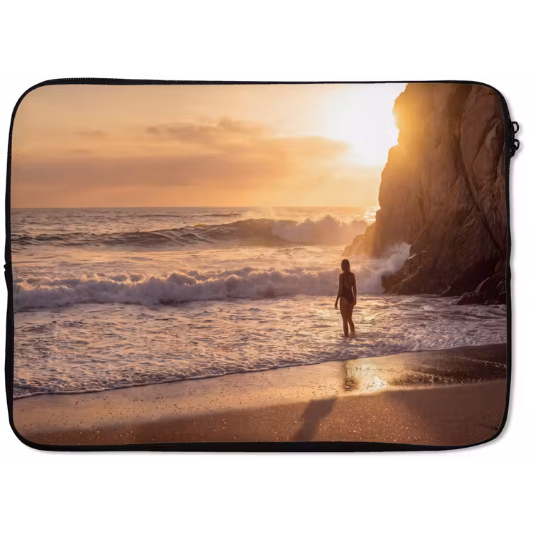 Laptophoes - Mensen - Oceaan - Zonsondergang - Kust - Goud — 1