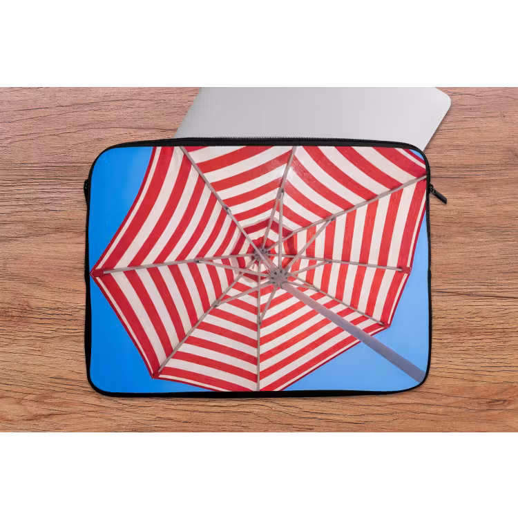 Laptophoes - Parasol - Strepen - Zomer - Rood - Blauw — 2