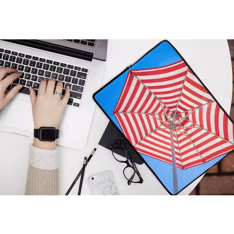 Laptophoes - Parasol - Strepen - Zomer - Rood - Blauw — 3