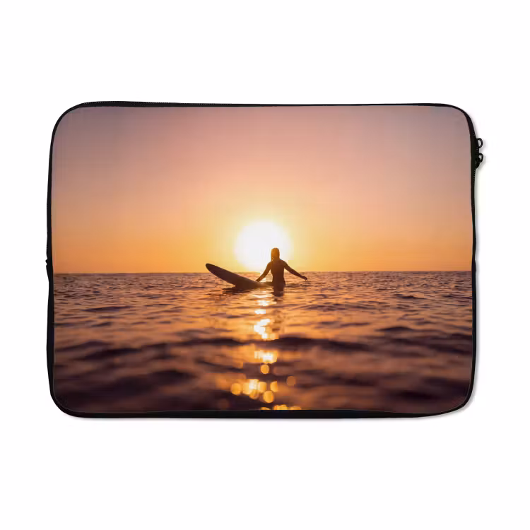 Laptophoes - Persoon - Surfen - Zonsondergang - Zee - Oranje — 5
