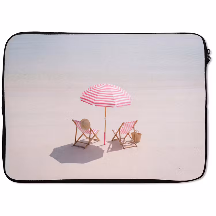 Laptophoes - Strand - Parasol - Ligstoel - Zomer - Roze — 1