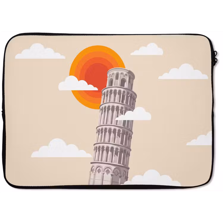 Laptophoes - Toren - Pisa - Architectuur - Minimalistisch - Beige — 1