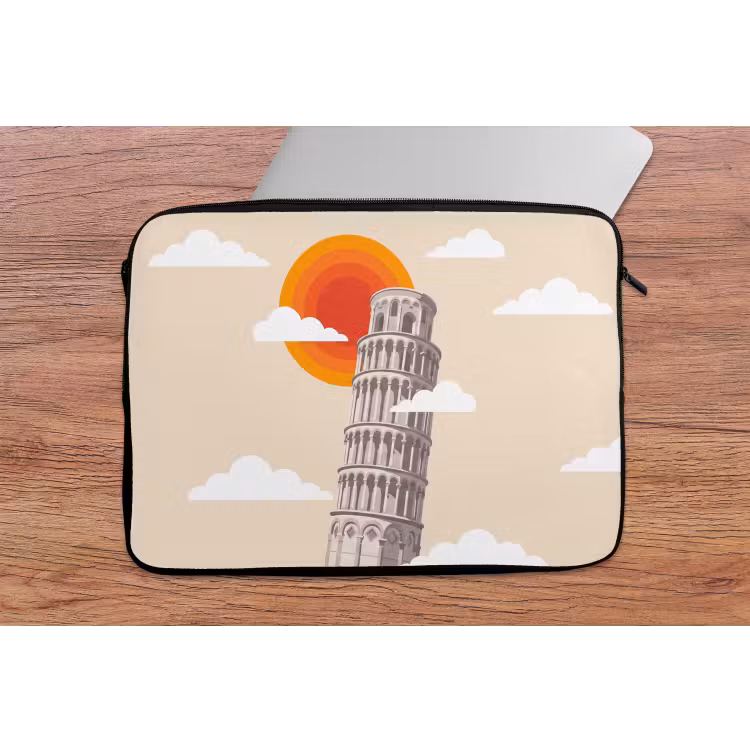 Laptophoes - Toren - Pisa - Architectuur - Minimalistisch - Beige — 2