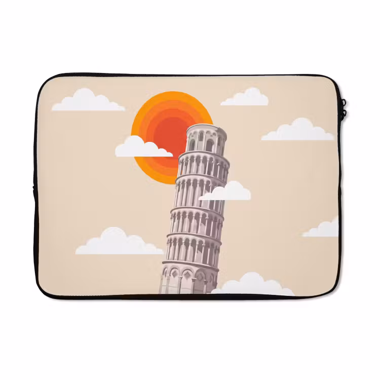 Laptophoes - Toren - Pisa - Architectuur - Minimalistisch - Beige — 5