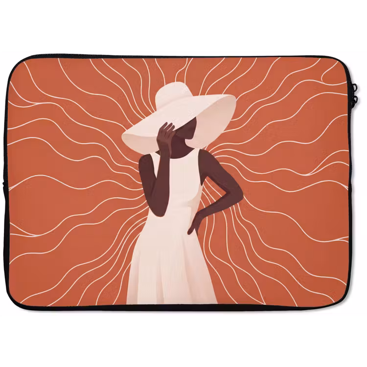 Laptophoes - Vrouw - Hoed - Portret - Modern - Beige — 1
