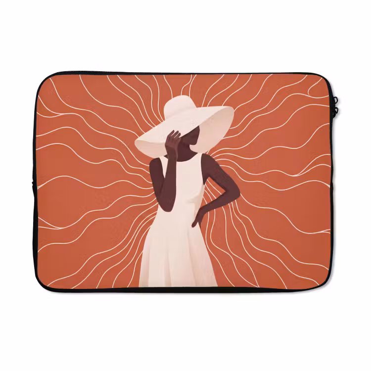 Laptophoes - Vrouw - Hoed - Portret - Modern - Beige — 5