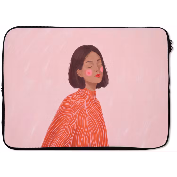 Laptophoes - Vrouw - Portret - Modern - Kunst - Roze — 1