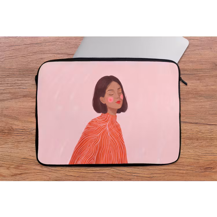 Laptophoes - Vrouw - Portret - Modern - Kunst - Roze — 2