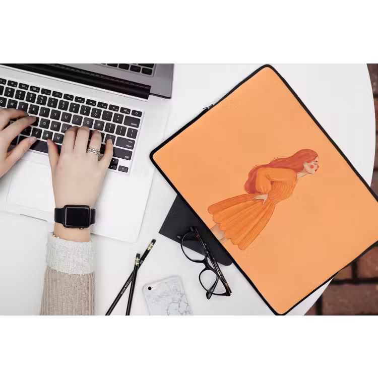 Laptophoes - Vrouw - Profiel - Mensen - Modern - Oranje — 3