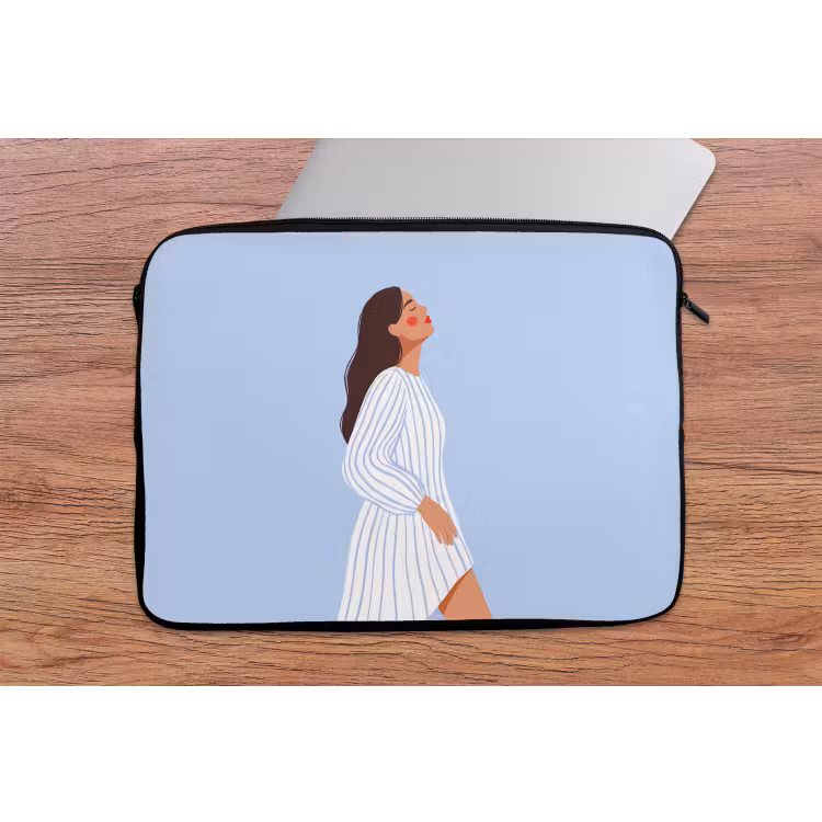 Laptophoes - Vrouw - Profiel - Rust - Modern - Illustratie — 2