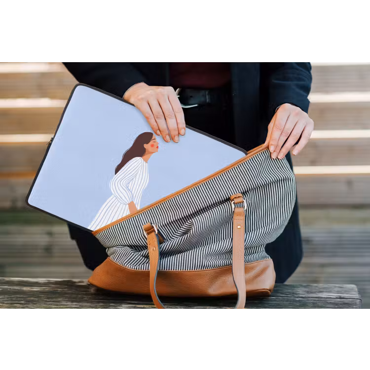 Laptophoes - Vrouw - Profiel - Rust - Modern - Illustratie — 4