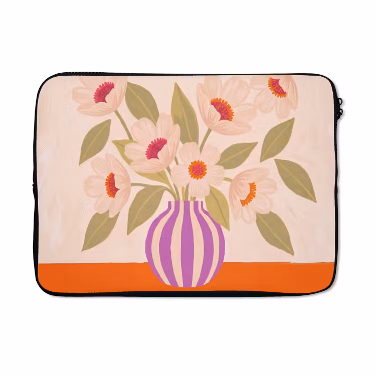 Laptophoes - Bloemen - Vaas - Abstract - Paars - Oranje — 5