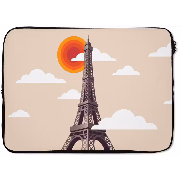 Laptophoes - Eiffeltoren - Zon - Architectuur - Abstract - Beige — 1