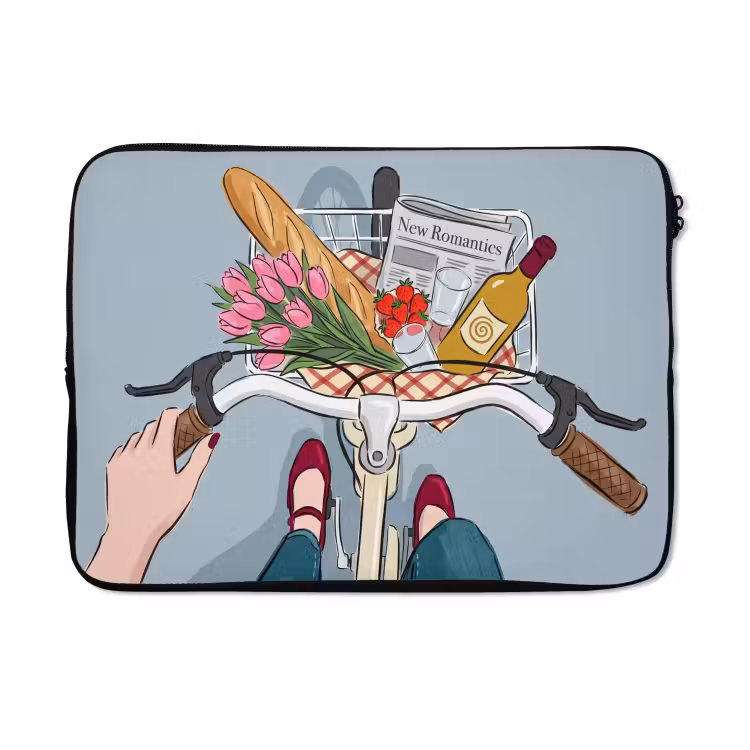 Laptophoes - Fiets - Picknick - Zomer - Illustratie — 5