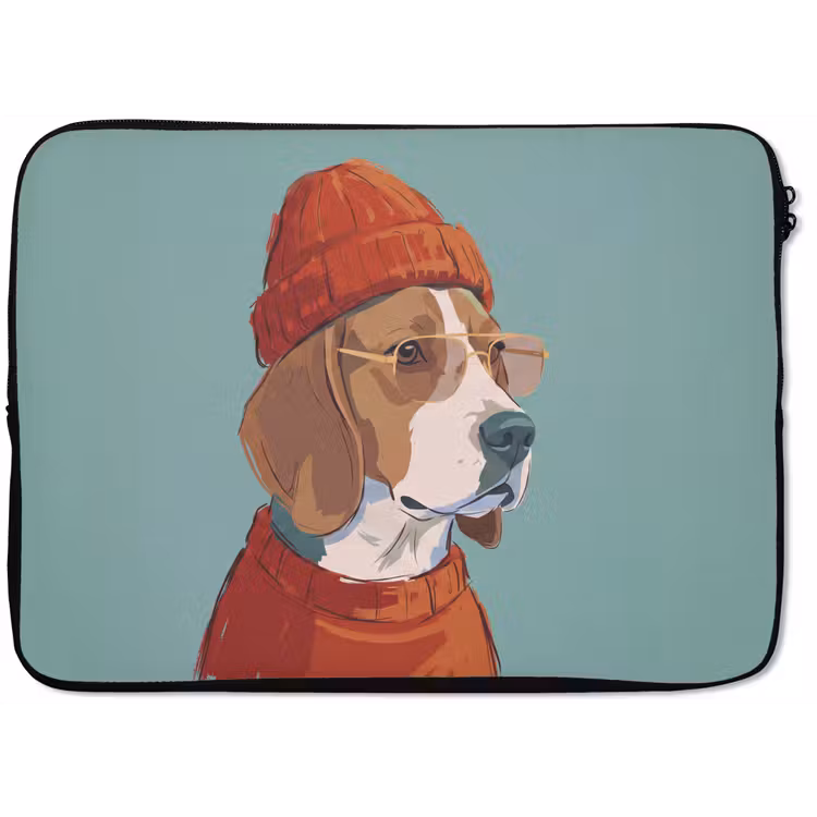 Laptophoes - Hond - Beanie - Zonnebril - Dieren - Modern — 1