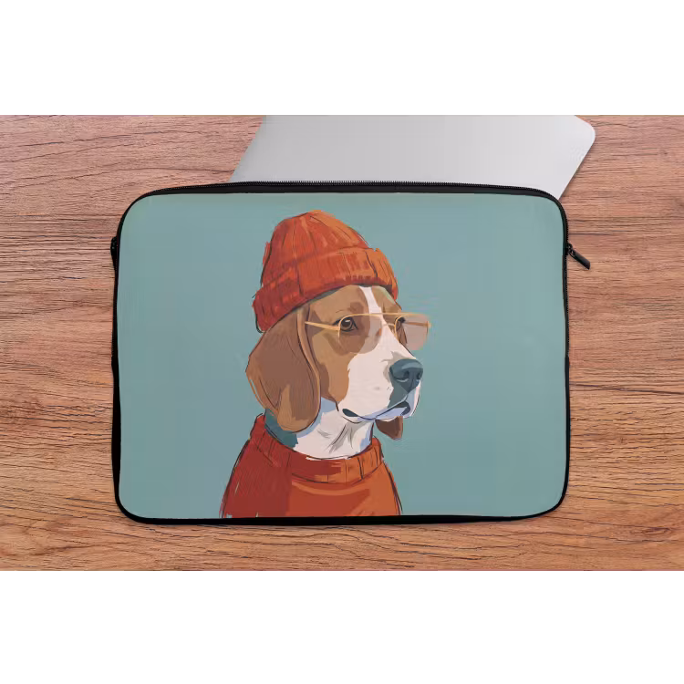 Laptophoes - Hond - Beanie - Zonnebril - Dieren - Modern — 2