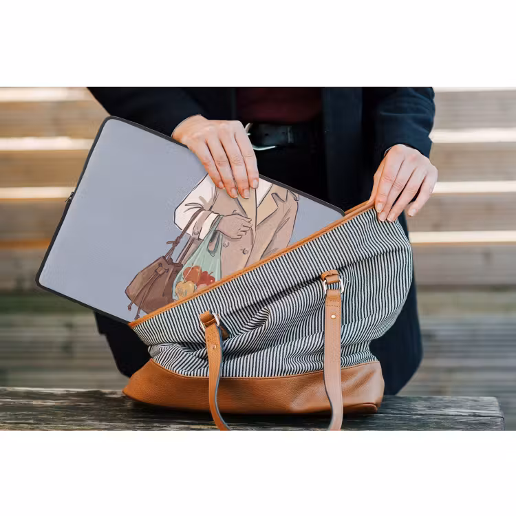 Laptophoes - Mensen - Boodschappen - Stadsleven - Modern - Kleurrijk — 4