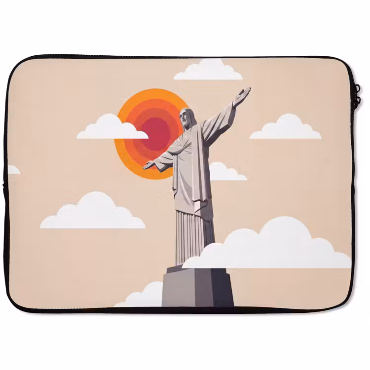 Laptophoes - Monument - Stad - Zonsondergang - Minimalistisch - Oranje — 1