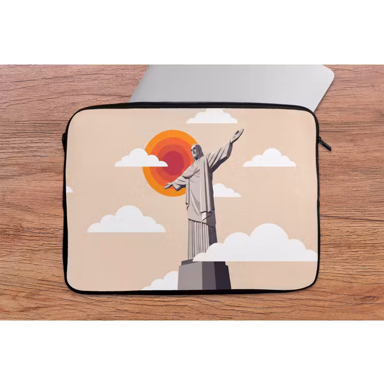 Laptophoes - Monument - Stad - Zonsondergang - Minimalistisch - Oranje — 2