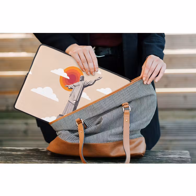 Laptophoes - Monument - Stad - Zonsondergang - Minimalistisch - Oranje — 4