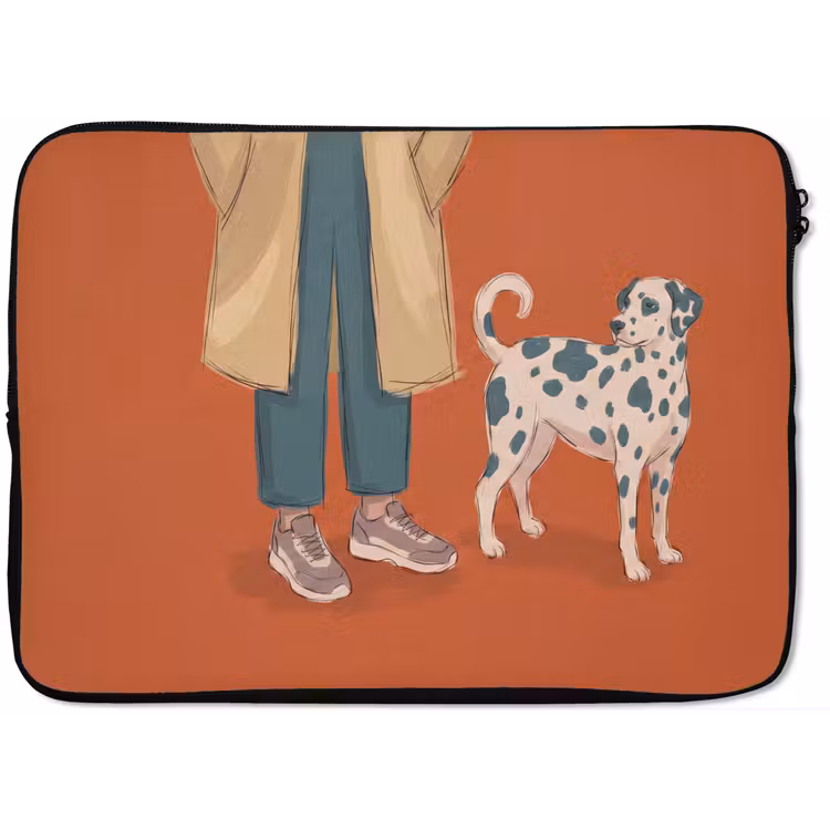 Laptophoes - Persoon - Hond - Dieren - Illustratie - Modern — 1