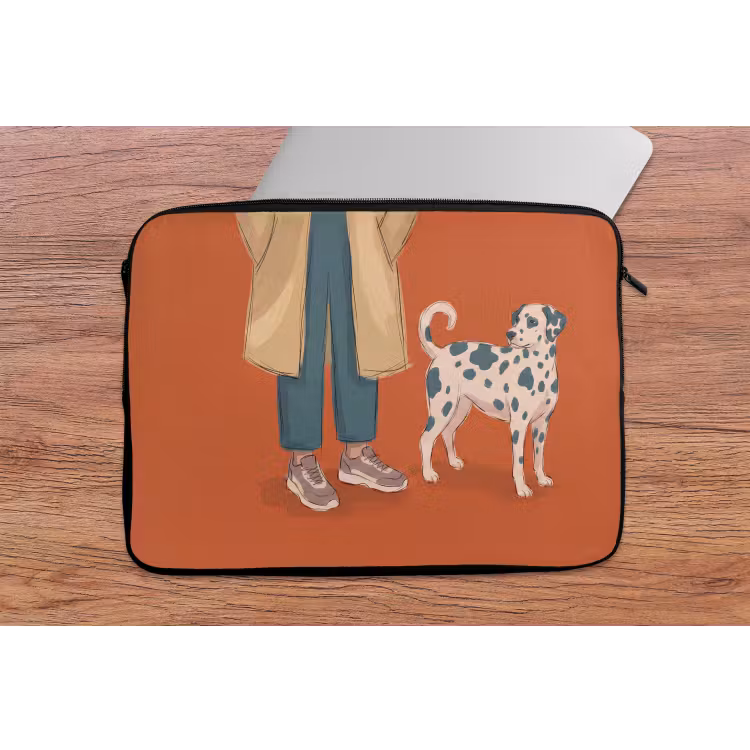 Laptophoes - Persoon - Hond - Dieren - Illustratie - Modern — 2