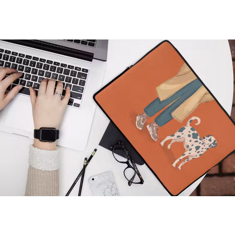 Laptophoes - Persoon - Hond - Dieren - Illustratie - Modern — 3