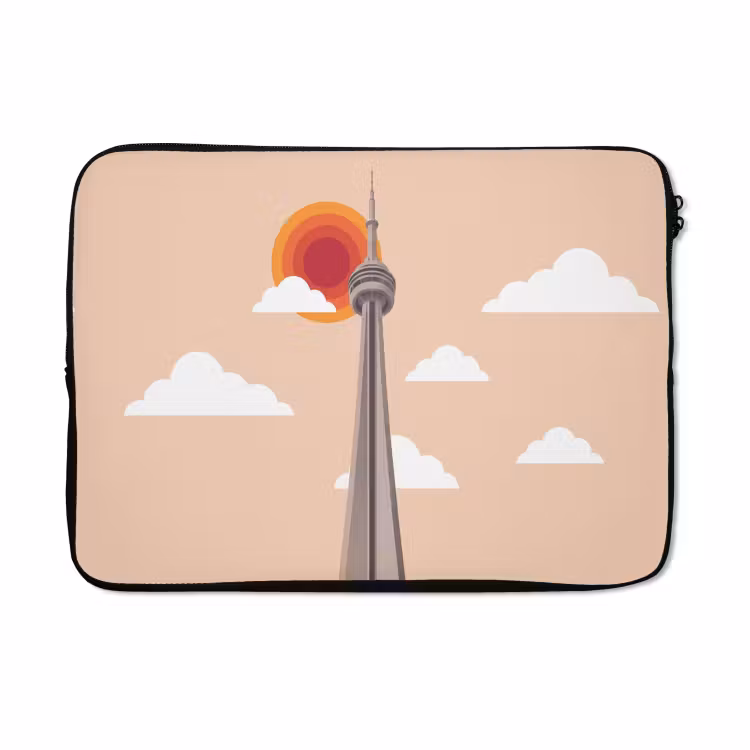 Laptophoes - Stad - Gebouw - Architectuur - Retro - Oranje — 5