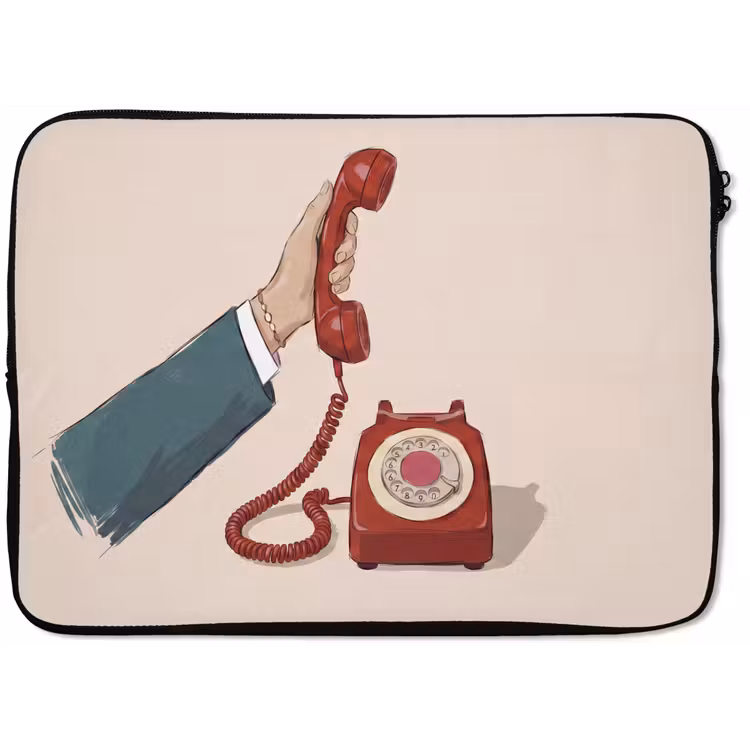 Laptophoes - Telefoon - Hand - Vintage - Communicatie - Rood — 1