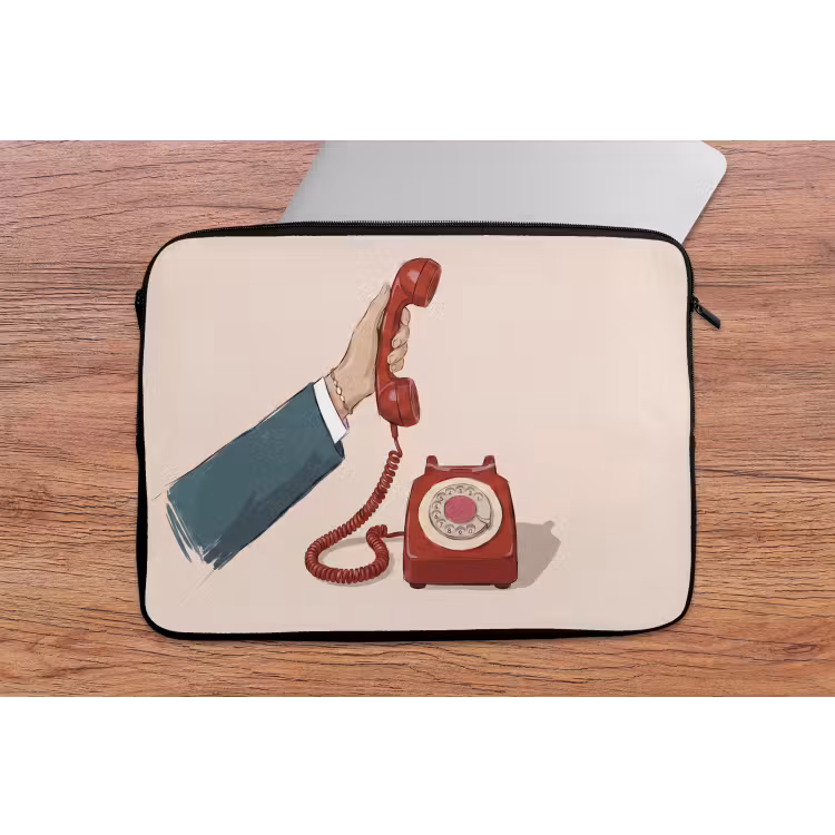 Laptophoes - Telefoon - Hand - Vintage - Communicatie - Rood — 2