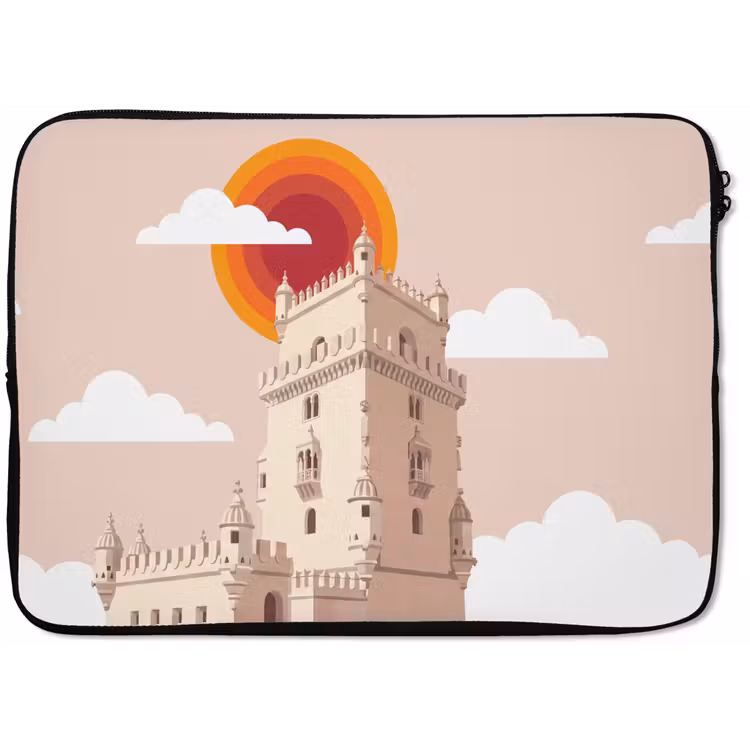 Laptophoes - Toren - Rivier - Architectuur - Modern - Oranje — 1