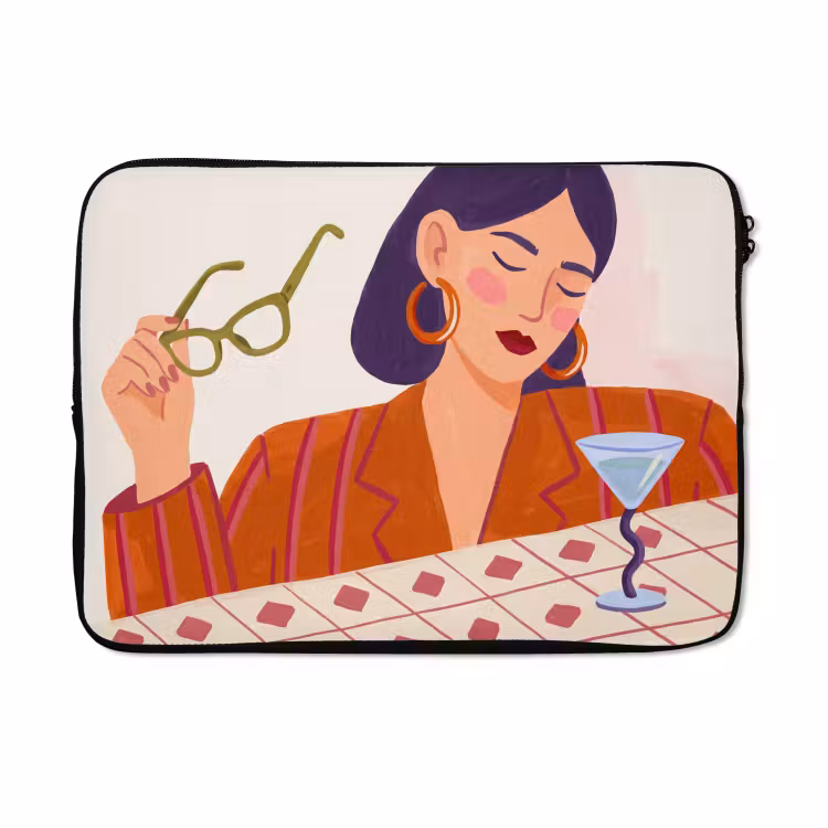 Laptophoes - Vrouw - Bril - Cocktail - Illustratie - Modern — 5