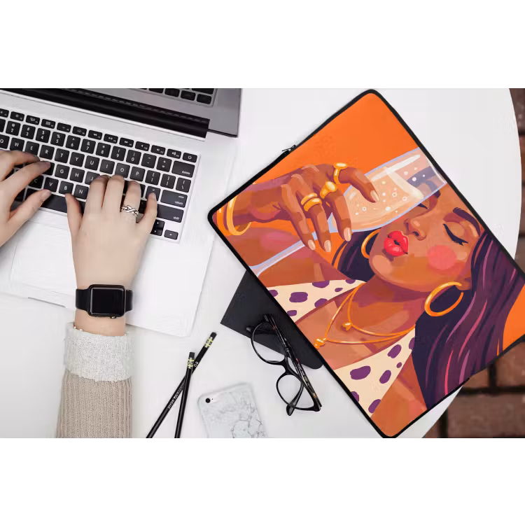 Laptophoes - Vrouw - Champagne - Feest - Modern - Oranje — 3