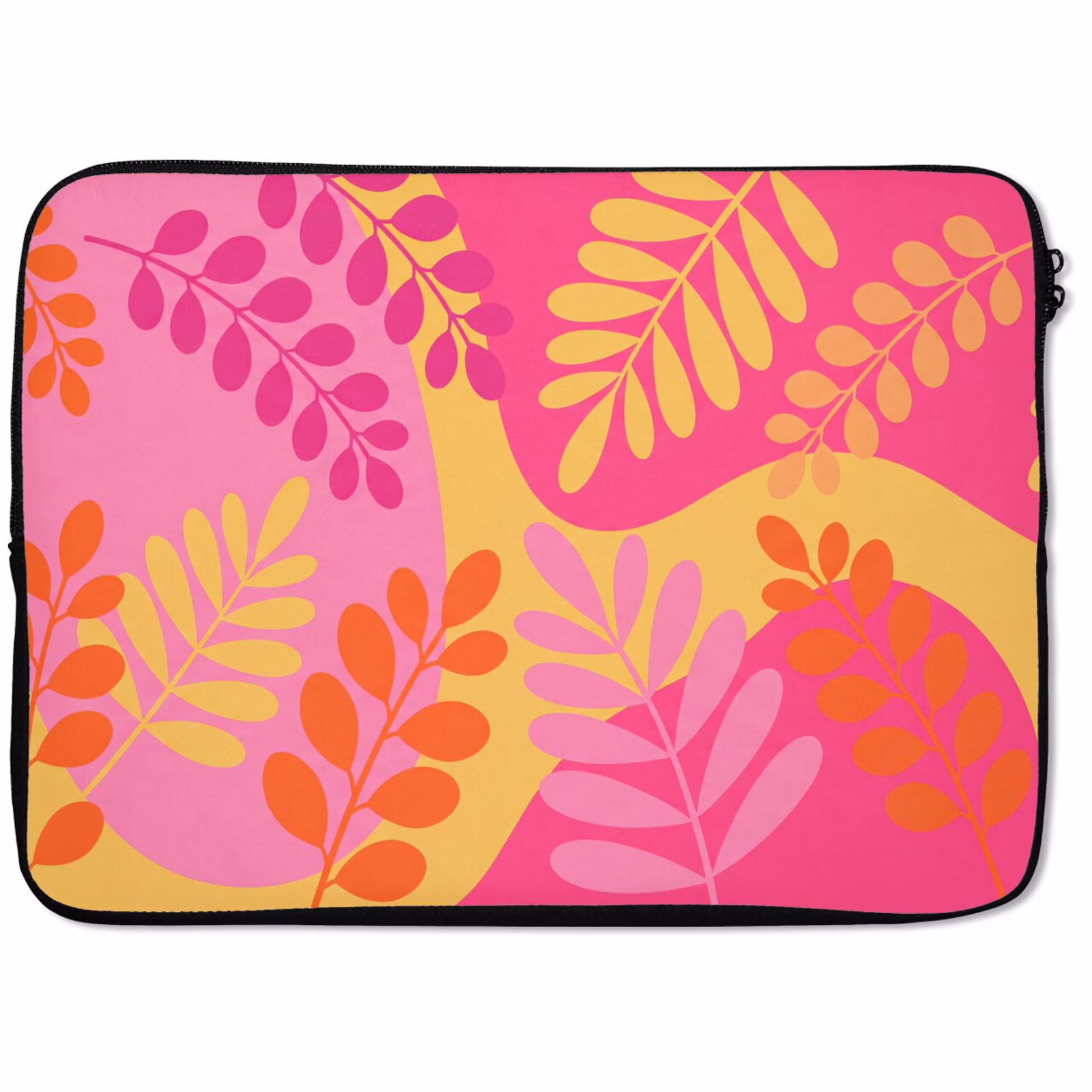 Laptophoes - Natuur - Bladeren - Abstract - Roze - Geel — 1
